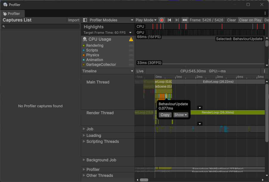 Scene A Profiler - GC spikes during Instantiate/Destroy