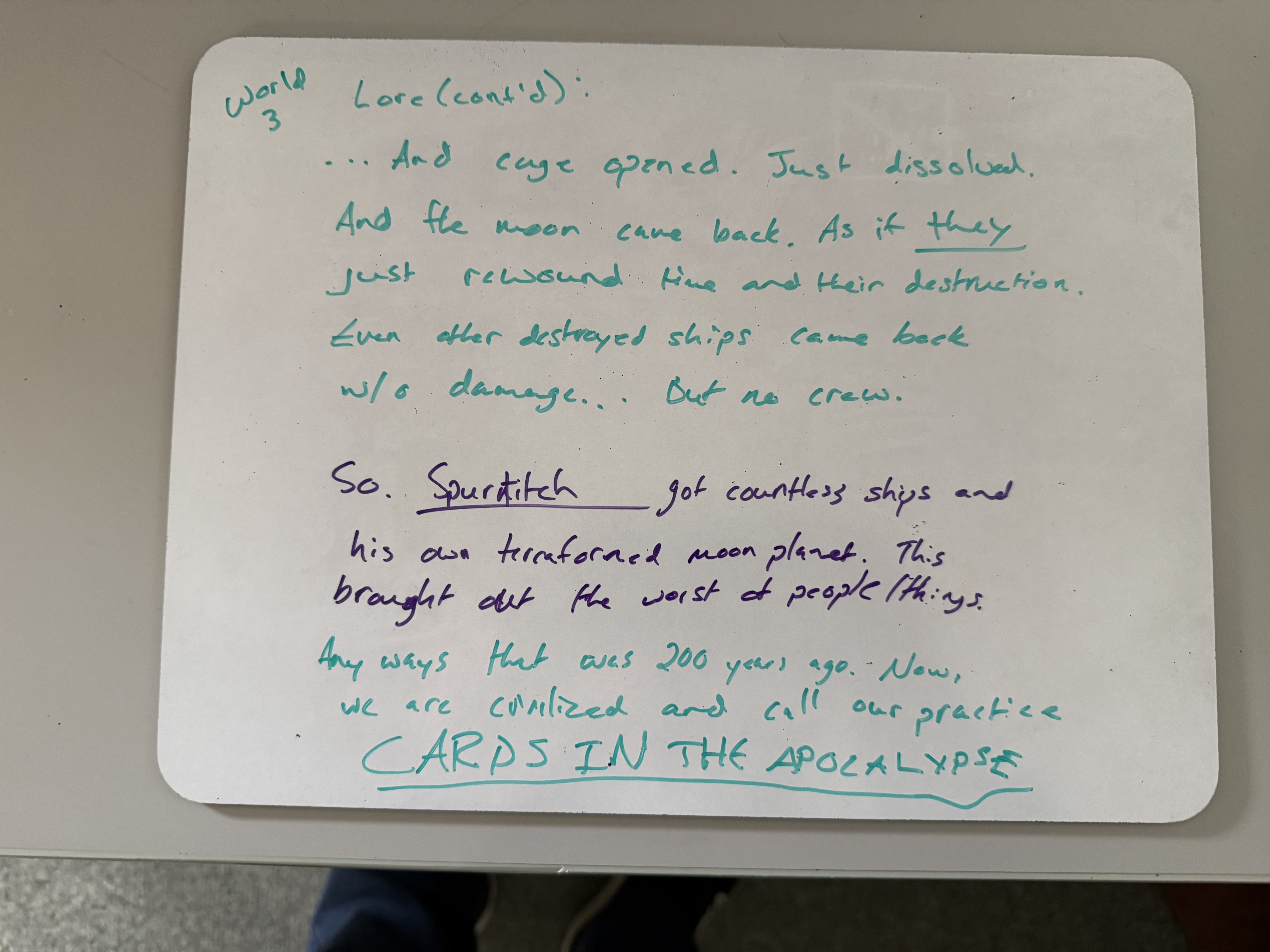 World 3 — Origin of Cards in the Apocalypse